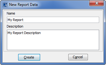 New Report Data Dialog