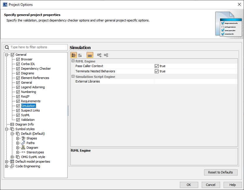 Cameo Simulation Toolkit 19.0 LTR SP4 > Activity simulation engine > Project Options Dialog.png