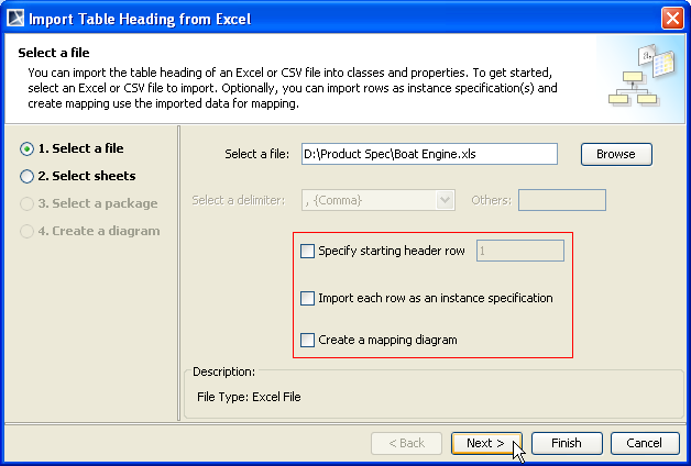 Additional Options for Import