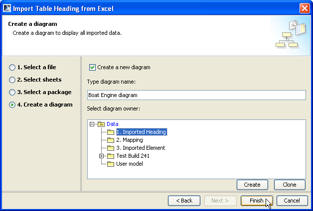 The Create a Diagram Option Page