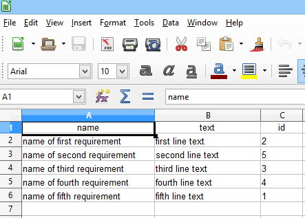 Result of exporting data to Excel file