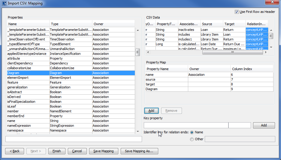 Importing Associations to the Class Diagram