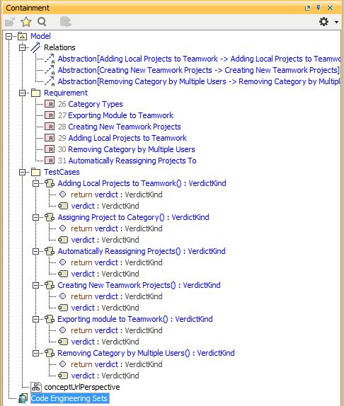 Imported Traces Shown in the Containment Tree