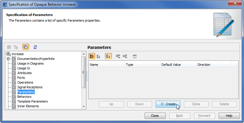 Creating Parameters for the Opaque Behavior