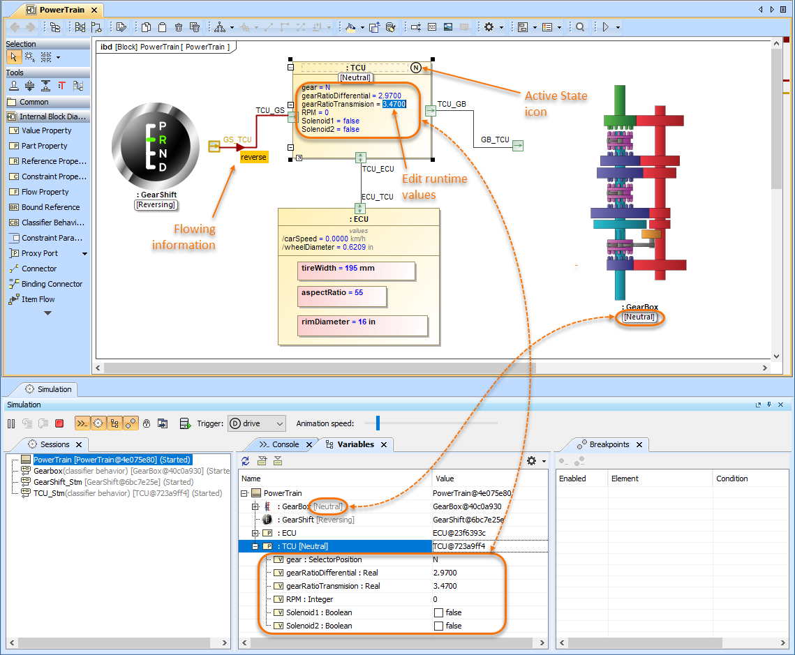 Cameo Simulation Toolkit 2021x > Simulation information in diagrams > simulation_dashboard.png