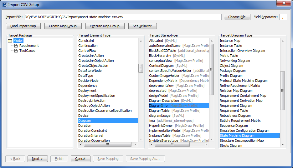 Importing a State Machine Diagram