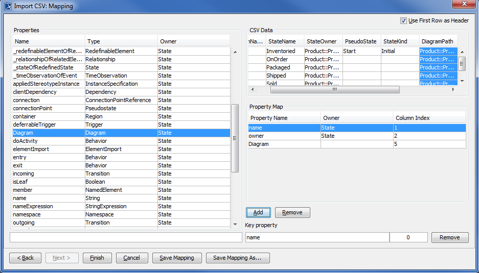 Mapping CSV Columns and Property Types