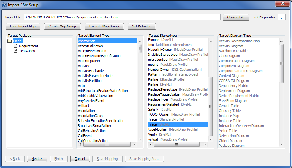 Importing Trace Requirements