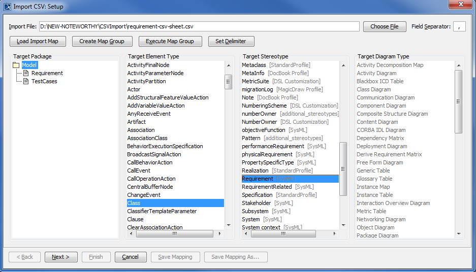 Importing Requirements into the Imported Package