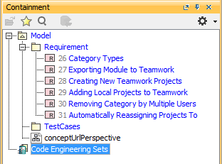 Imported Requirements Shown in the Containment Tree