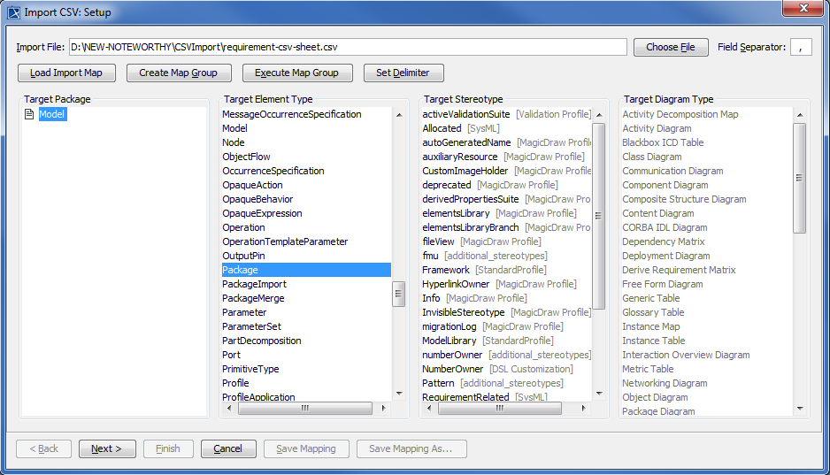 The CSV File Sample for Importing Requirements