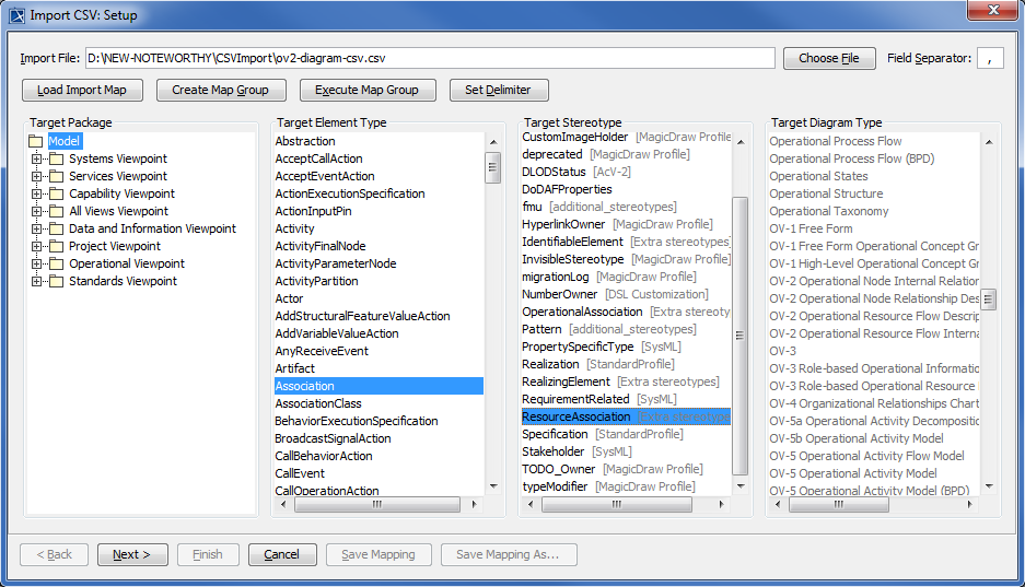 Importing Node Associations from a CSV File