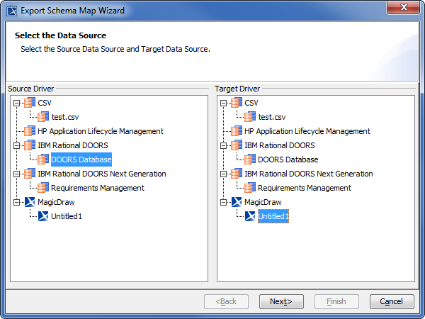 Export Schema Map Wizard Dialog