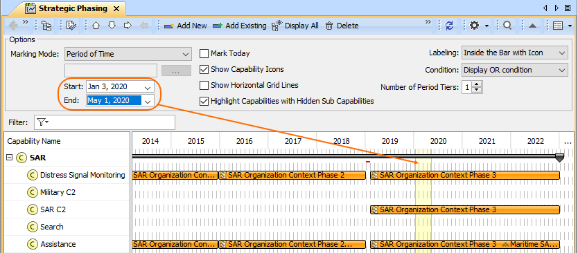 UAF Plugin 2021x Refresh1 > Customizing Gantt chart properties > time_marking.png