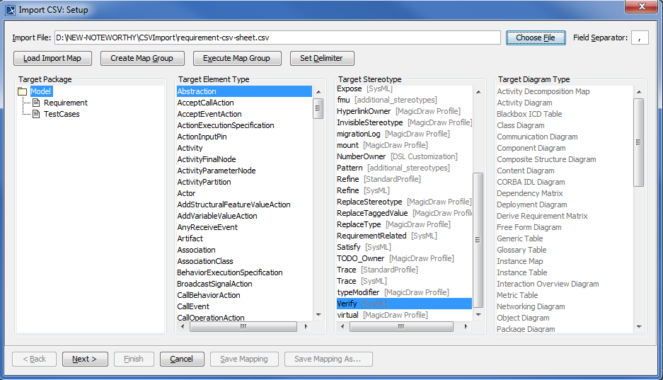 Importing Verify Requirements