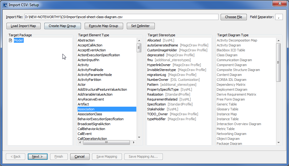 Mapping CSV Columns and Property Types