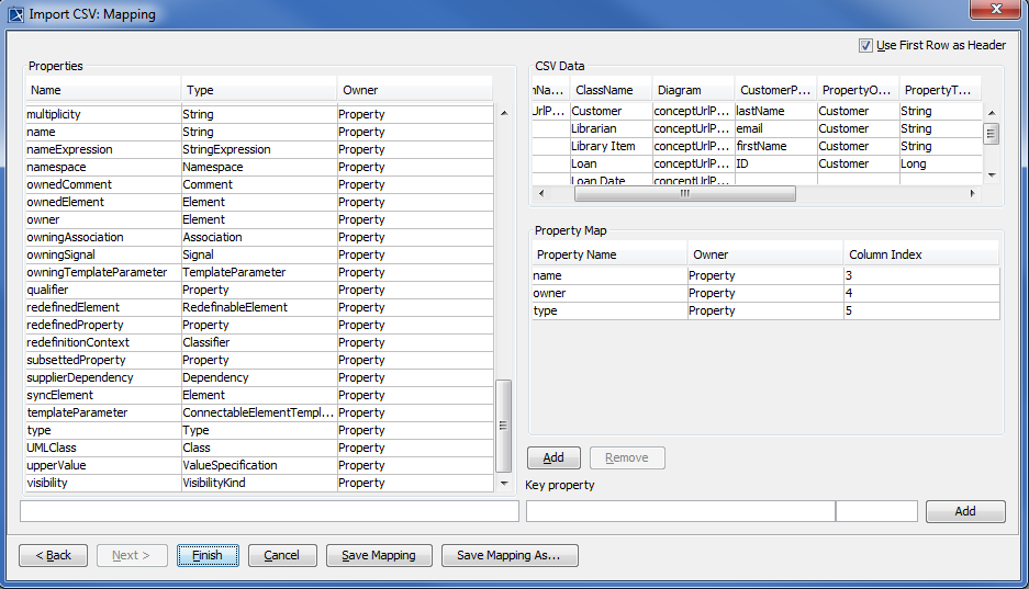 Mapping CSV Columns to Properties