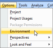 Environment Options Menu