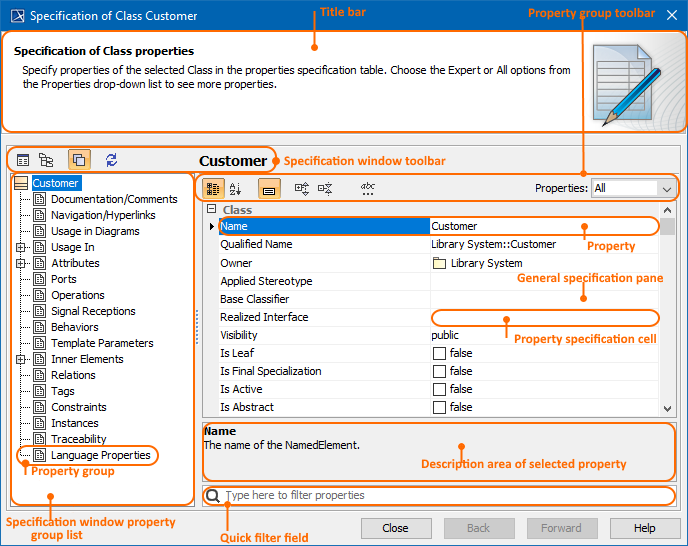 MagicDraw 2021x Refresh2 > Specification window > specification_of_class_customer.png