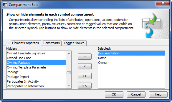 Compartment Edit dialog