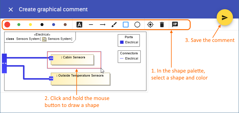 Cameo Collaborator for Teamwork Cloud 2022x > Creating and editing graphical comments > creating_graphical_comment.png