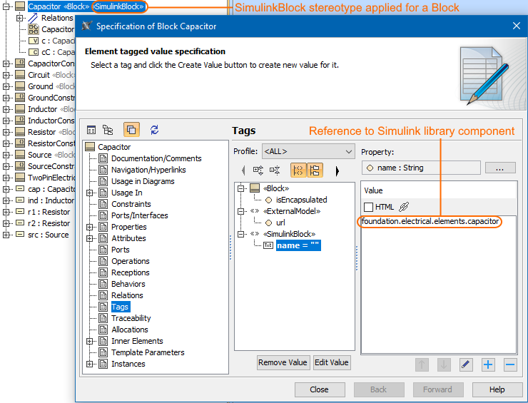 SysML Plugin 2022x > Reusing and referencing Simulink models > simulinkBlock_stereotype.png
