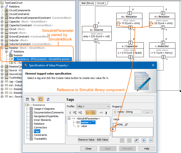SysML Plugin 2022x > Reusing and referencing Simulink models > simulinkParameter_stereotype.png